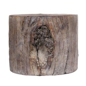 Antique Round Tree Stump Cement Stool,  Brown