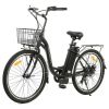 Ecotric 26inch Black Peacedove electric city bike with basket and rear rack