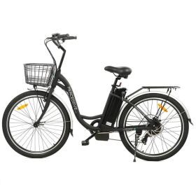 Ecotric 26inch Black Peacedove electric city bike with basket and rear rack