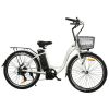 Ecotric 26inch White Peacedove electric city bike with basket and rear rack