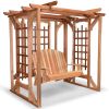 Cedar Pergola Garden Arbor Swing Set - Handcrafted Wood Swing For Backyard