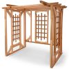 Cedar Pergola Garden Arbor Swing Set - Handcrafted Wood Swing For Backyard