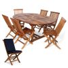 7pc. Oval Folding Chair Set w/ Blue Cushions