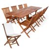 9pc. Rectangle Folding Chair Set w/ White Cushions