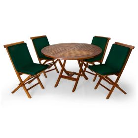 5pc. Round Table Set w/ Green Cushions