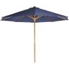 10-Ft Teak Market Umbrella With Blue Canopy