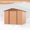 8' x 8' Outdoor Storage Shed, Metal Garden Shed with Double Sliding Doors, 4 Air Vents, Tool Storage House Shed for Yard, Patio, Lawn, Coffee