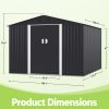 9.1' x 10.5' Outdoor Metal Storage Shed, Garden Tool Shed Storage House with Double Sliding Doors and 4 Vents for Backyard, Patio, Lawn, dark grey