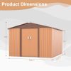 9.1' x 10.5' Outdoor Metal Storage Shed, Garden Tool Shed Storage House with Double Sliding Doors and 4 Vents for Backyard, Patio, Lawn, coffee