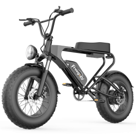 GT200 Off Road Mountain Electric Bike 20'' Fat tires 1200W Powerful Motor outdoor ebike (Color: black seat)