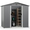 6 x 4 Feet Galvanized Steel Storage Shed with Lockable Sliding Doors