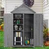 39.56"L x 22.04"W x 68.89"H Outdoor Storage Cabinet Garden Wood Tool Shed Outside Wooden Closet with Shelves and Latch, Gray/Brown