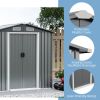 6 x 4 Feet Galvanized Steel Storage Shed with Lockable Sliding Doors