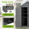 39.56"L x 22.04"W x 68.89"H Outdoor Storage Cabinet Garden Wood Tool Shed Outside Wooden Closet with Shelves and Latch, Gray/Brown